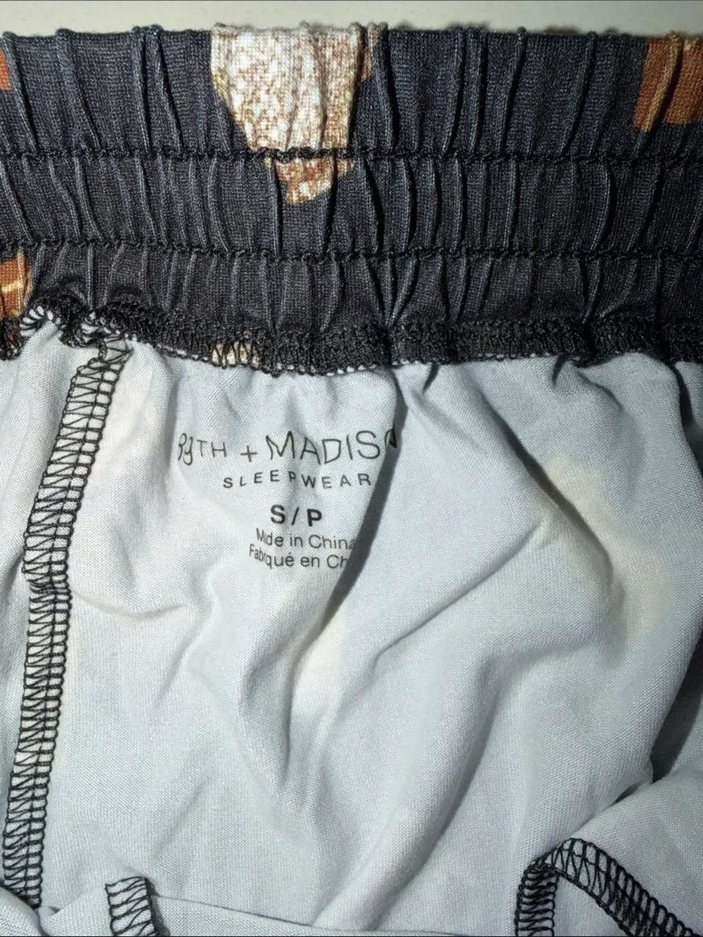 89th+MADISON Black White Brown Gold Coffee Notch Collar Short Sleeve PJ Set